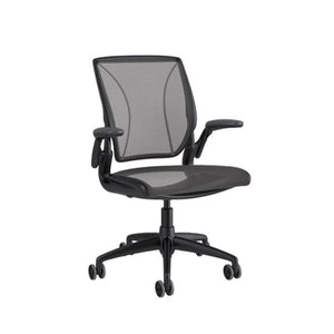 Diffrient World Task Chair - Quick Ship task chair humanscale Back: Pinstripe/Black - Seat: Pinstripe/Black 