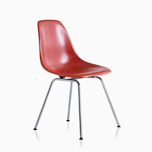 Eames Molded Fiberglass Side Chair 4-Leg Base Side/Dining herman miller Trivalent Chrome Base Frame Finish Terra Cotta Seat and Back Standard Glide