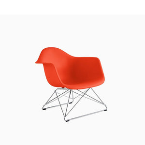 Eames Molded Plastic Armchair With Low Wire Base lounge chair herman miller Trivalent Chrome + $50.00 Red Orange 