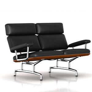 Eames 2-Seat Sofa by Herman Miller Sofa herman miller Walnut Black Leather 