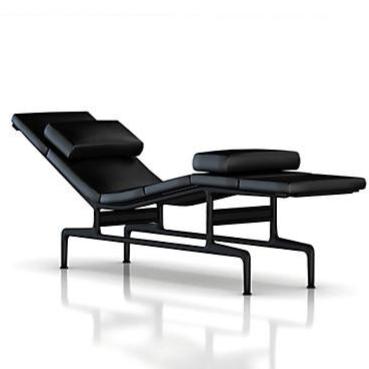 Eames Chaise by Herman Miller lounge chair herman miller Eggplant Frame / Black MCL Leather 