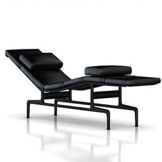 Eames Chaise by Herman Miller - Graphite Satin Frame / Black MCL Leather