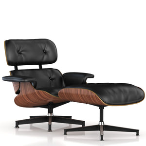Eames Lounge Chair and Ottoman lounge chair herman miller Walnut Veneer Black Leather 