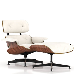 Eames Lounge Chair and Ottoman lounge chair herman miller Walnut Veneer Pearl White MCL Leather +$200.00 