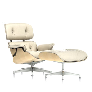 Eames Lounge Chair & Ottoman in White Ash lounge chair herman miller Classic White Ash Veneer and Ivory MCL Leather 