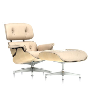 Eames Lounge Chair & Ottoman in White Ash lounge chair herman miller Classic White Ash Veneer and Almond MCL Leather 