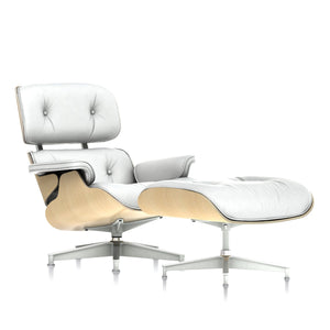 Eames Lounge Chair & Ottoman in White Ash lounge chair herman miller Classic White Ash Veneer and Pearl MCL Leather 