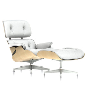 Eames Lounge Chair & Ottoman in White Ash lounge chair herman miller Tall White Ash Veneer and Pearl MCL Leather 