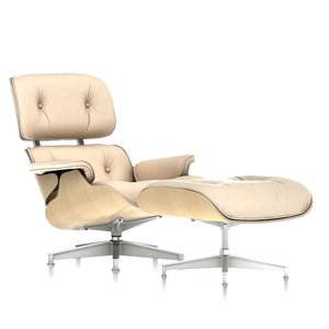 Eames Lounge Chair & Ottoman in White Ash lounge chair herman miller Tall White Ash Veneer and Almond MCL Leather 
