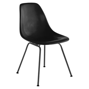 Eames Molded Fiberglass Side Chair 4-Leg Base Side/Dining herman miller Black Base Frame Finish Black Seat and Back Standard Glide