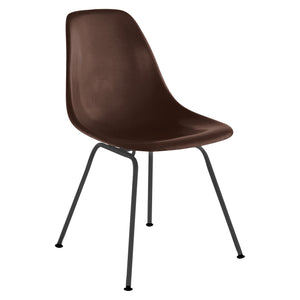 Eames Molded Fiberglass Side Chair 4-Leg Base Side/Dining herman miller Black Base Frame Finish Seal Brown Seat and Back Standard Glide