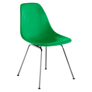 Eames Molded Fiberglass Side Chair 4-Leg Base Side/Dining herman miller Trivalent Chrome Base Frame Finish Green Seat and Back Standard Glide
