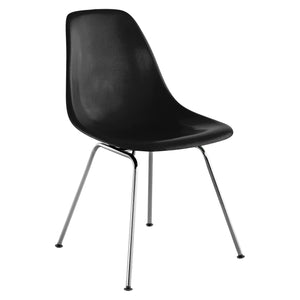 Eames Molded Fiberglass Side Chair 4-Leg Base Side/Dining herman miller Trivalent Chrome Base Frame Finish Black Seat and Back Standard Glide