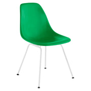Eames Molded Fiberglass Side Chair 4-Leg Base Side/Dining herman miller White Base Frame Finish Green Seat and Back Standard Glide with Felt Bottom