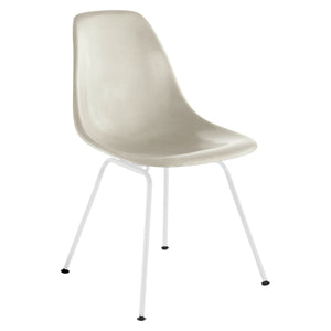 Eames Molded Fiberglass Side Chair 4-Leg Base Side/Dining herman miller White Base Frame Finish Parchment Seat and Back Standard Glide with Felt Bottom