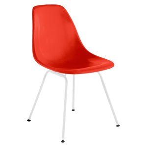 Eames Molded Fiberglass Side Chair 4-Leg Base Side/Dining herman miller White Base Frame Finish Red Orange Seat and Back Standard Glide with Felt Bottom