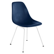 Eames Molded Fiberglass Side Chair 4-Leg Base Side/Dining herman miller White Base Frame Finish Navy Blue Seat and Back Standard Glide with Felt Bottom