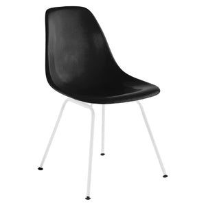 Eames Molded Fiberglass Side Chair 4-Leg Base Side/Dining herman miller White Base Frame Finish Black Seat and Back Standard Glide with Felt Bottom