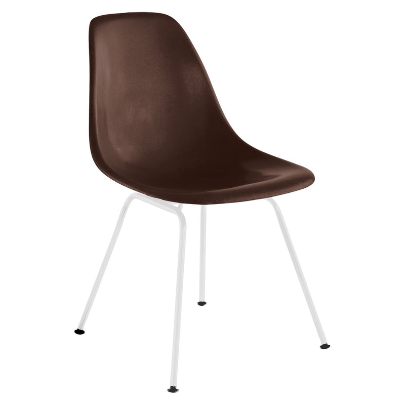 Eames Molded Fiberglass Side Chair 4-Leg Base Side/Dining herman miller White Base Frame Finish Seal Brown Seat and Back Standard Glide with Felt Bottom