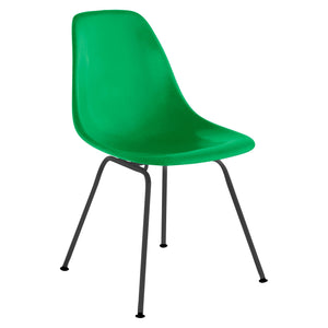 Eames Molded Fiberglass Side Chair 4-Leg Base Side/Dining herman miller Black Base Frame Finish Green Seat and Back Standard Glide with Felt Bottom