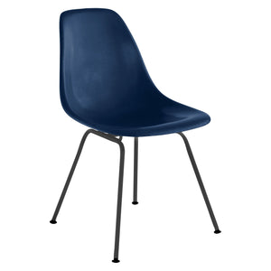 Eames Molded Fiberglass Side Chair 4-Leg Base Side/Dining herman miller Black Base Frame Finish Navy Blue Seat and Back Standard Glide with Felt Bottom