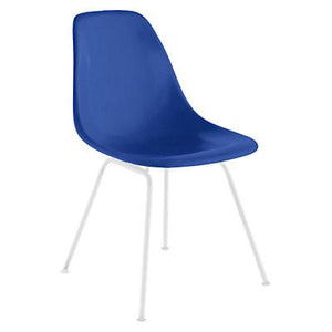 Eames Molded Fiberglass Side Chair 4-Leg Base Side/Dining herman miller White Base Frame Finish Ultramarine Blue Seat and Back Standard Glide