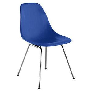 Eames Molded Fiberglass Side Chair 4-Leg Base Side/Dining herman miller Trivalent Chrome Base Frame Finish Ultramarine Blue Seat and Back Standard Glide