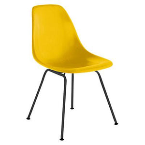 Eames Molded Fiberglass Side Chair 4-Leg Base Side/Dining herman miller Black Base Frame Finish Lemon Yellow Beat and Back Standard Glide
