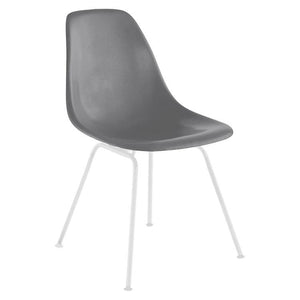 Eames Molded Fiberglass Side Chair 4-Leg Base Side/Dining herman miller White Base Frame Finish Elephant Hide Grey Seat and Back Standard Glide