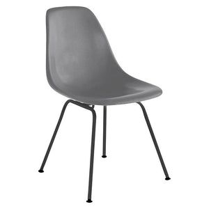 Eames Molded Fiberglass Side Chair 4-Leg Base Side/Dining herman miller Black Base Frame Finish Elephant Hide Grey Seat and Back Standard Glide