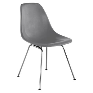 Eames Molded Fiberglass Side Chair 4-Leg Base Side/Dining herman miller Trivalent Chrome Base Frame Finish Elephant Hide Grey Seat and Back Standard Glide