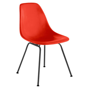 Eames Molded Fiberglass Side Chair 4-Leg Base Side/Dining herman miller Black Base Frame Finish Red Orange Seat and Back Standard Glide