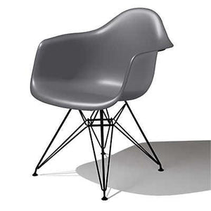 Eames Molded Plastic Arm Chair Wire Base / DAR Side/Dining herman miller Black Base Frame Finish Charcoal Seat and Back Standard Glide