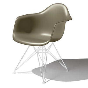 Eames Molded Plastic Arm Chair Wire Base / DAR Side/Dining herman miller White Base Frame Finish Sparrow Seat and Back Standard Glide