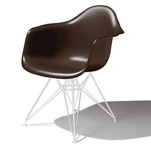 Eames Molded Plastic Arm Chair Wire Base / DAR Side/Dining herman miller White Base Frame Finish Java Seat and Back Standard Glide