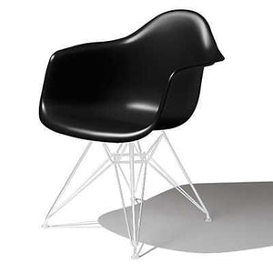 Eames Molded Plastic Arm Chair Wire Base / DAR Side/Dining herman miller White Base Frame Finish Black Seat and Back Standard Glide