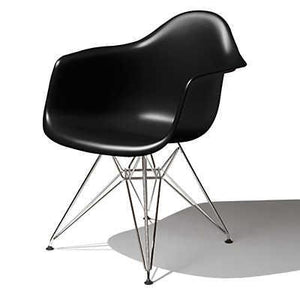 Eames Molded Plastic Arm Chair Wire Base / DAR Side/Dining herman miller Trivalent Chrome Base Frame Finish + $20.00 Black Seat and Back Standard Glide