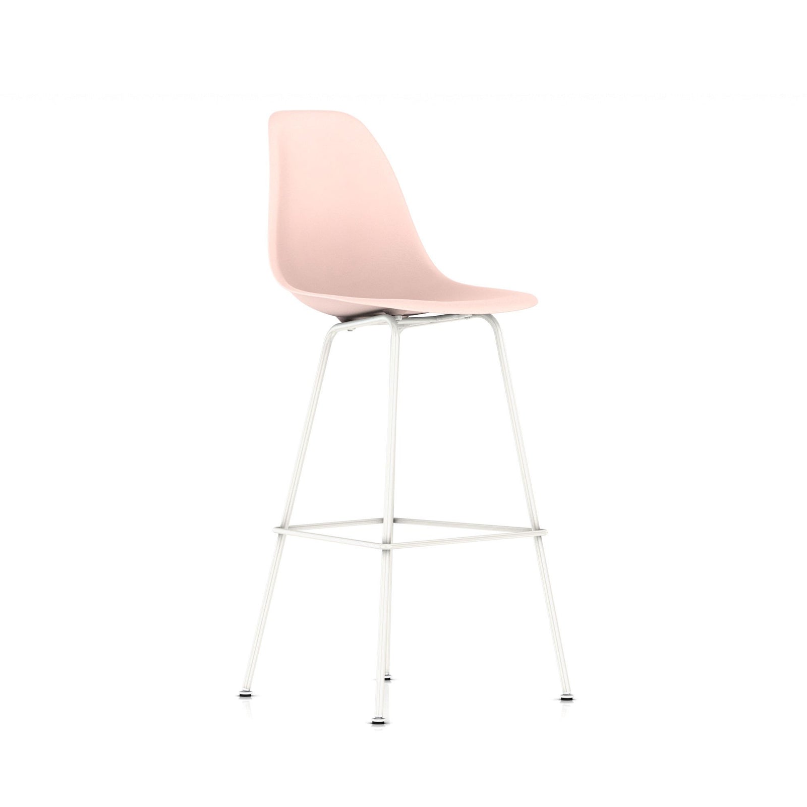Eames Molded Plastic Bar Stool bar seating herman miller White Base Frame Finish Blush Standard Glide With Felt Bottom + $20.00