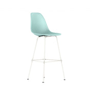 Eames Molded Plastic Bar Stool bar seating herman miller White Base Frame Finish Aquasky Standard Glide With Felt Bottom + $20.00