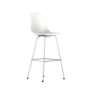 Eames Molded Plastic Bar Stool bar seating herman miller Trivalent Chrome Frame Finish + $40.00 White Standard Glide With Felt Bottom + $20.00