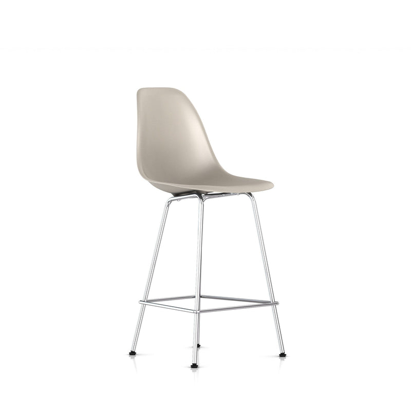 Eames Molded Plastic Counter Stool bar seating herman miller Trivalent Chrome Frame Finish + $40.00 Stone Standard Glide With Felt Bottom + $20.00