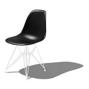 Eames Molded Plastic Side Chair-Wire Base / DSR Side/Dining herman miller White Base Frame Finish Black Seat and Back Standard Glide