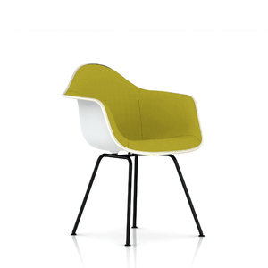Eames Molded Plastic Upholstered Armchair with 4-Leg Base Side/Dining herman miller 
