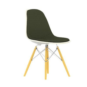 Eames Molded Plastic Upholstered Side Chair with Wood Dowel Base Side/Dining herman miller 