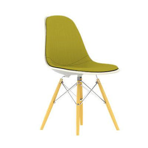 Eames Molded Plastic Upholstered Side Chair with Wood Dowel Base Side/Dining herman miller 