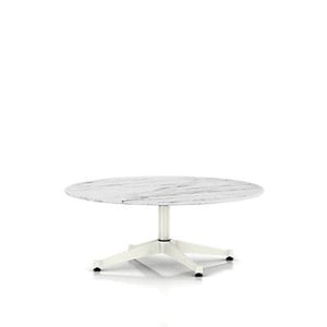 Eames Table Contract Base Round Outdoor 42" Dia. Outdoors herman miller 16-inches high Georgia Grey Marble Top White Base