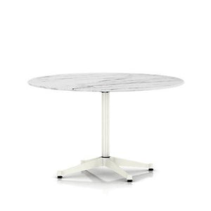 Eames Table Contract Base Round Outdoor 48" Dia. Outdoors herman miller 28 1/2-inches high Georgia Grey Marble Top White Base