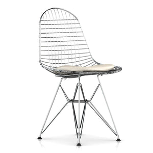 Eames Wire Chair-Leather Seat with Wire Back Side/Dining herman miller Ivory Leather Glides with Felt Bottom 