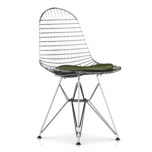 Eames Wire Chair-Leather Seat with Wire Back Side/Dining herman miller Olive Leather Standard Glides 