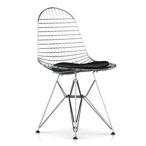 Eames Wire Chair-Leather Seat with Wire Back Side/Dining herman miller Black Leather Standard Glides 